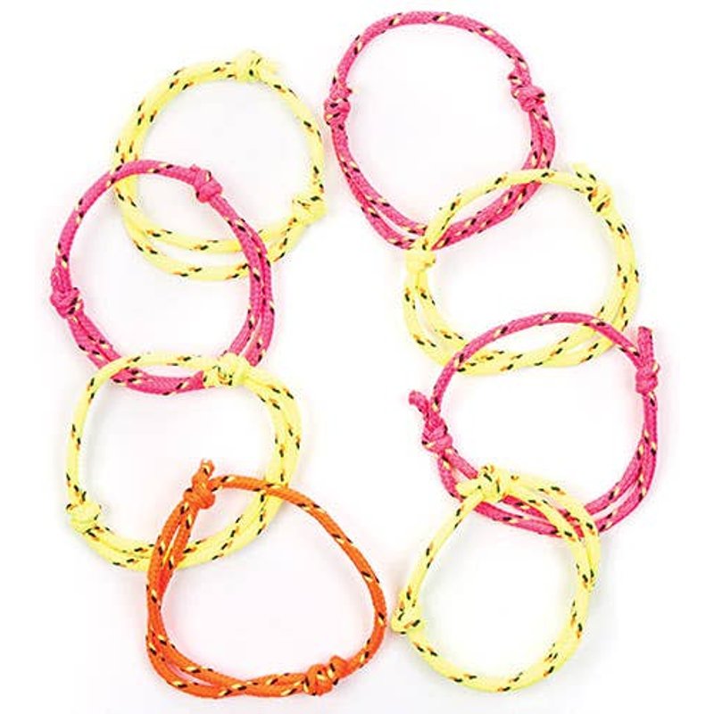 Friendship Bracelets (Pack of 12) Neon Jewellery, Adjustable, 4 Assorted Colours