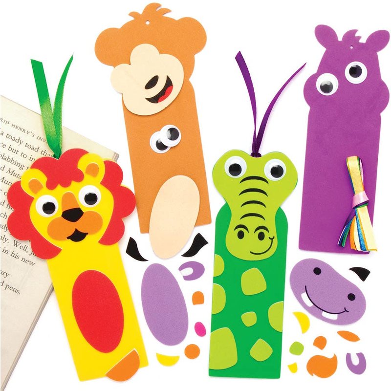 Jungle Animal Bookmark Kits (Pack of 8) Decoration Craft Kits