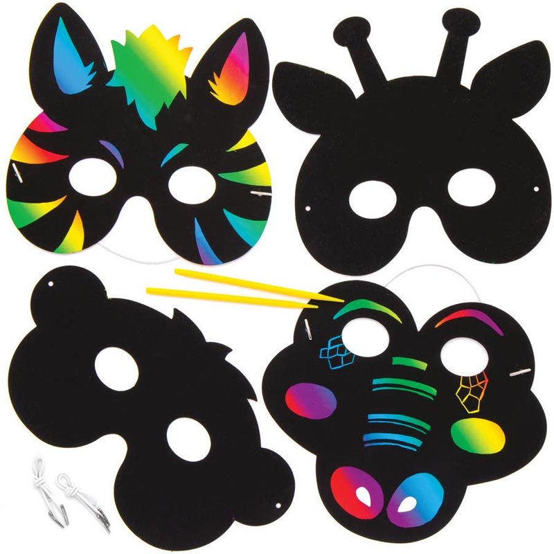 Jungle Animal Scratch Art Masks (Pack of 6) Art Craft Kits