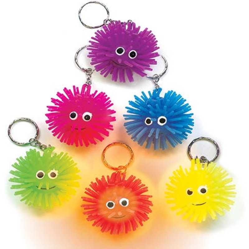 Light-Up Squeezy Hedgehog Keyrings (Pack of 6) Soft & Sensory Toys, 6 Assorted Colours, Tap & Flash