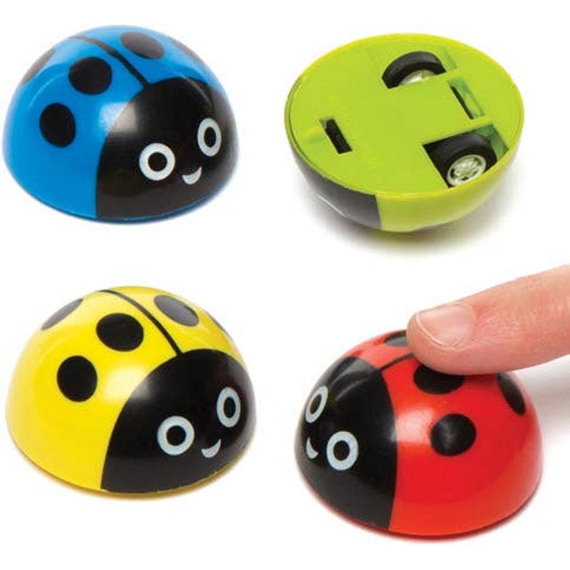 Ladybird Pull Back Racers (Pack of 4) Pocket Money Toys, 4 Assorted Colours, Racer Size 4cm