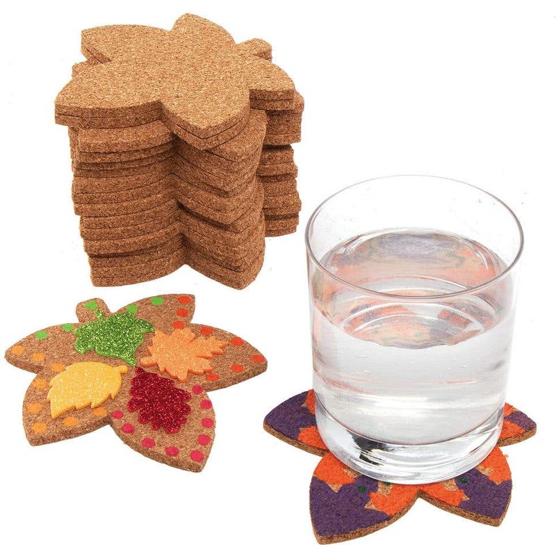 Leaf Cork Coasters (Pack of 30) Decoration Craft Kits, 5mm Thick