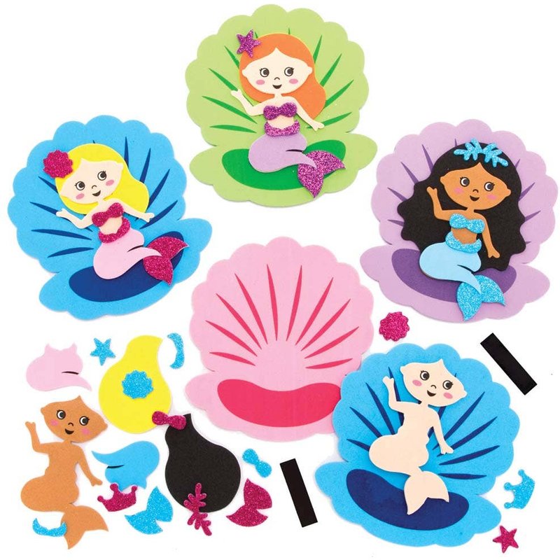 Mermaid Mix & Match Magnet Kits (Pack of 8) Art Craft Kits 4 mermaid colours - Purple, Teal, Pink & Blue
