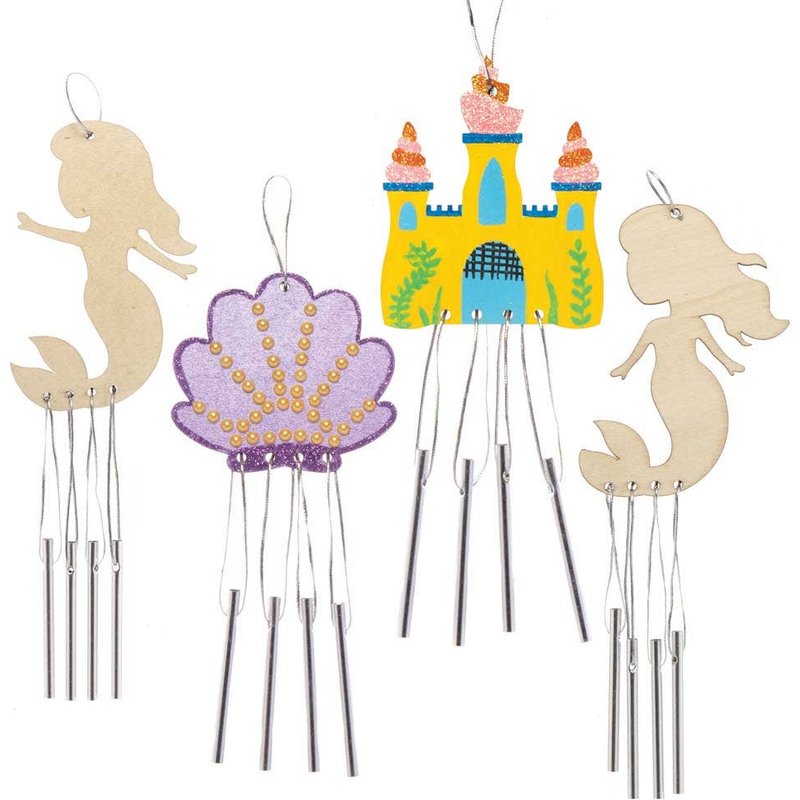 Mermaid Wooden Windchimes (Pack of 4) Nature Craft Kits