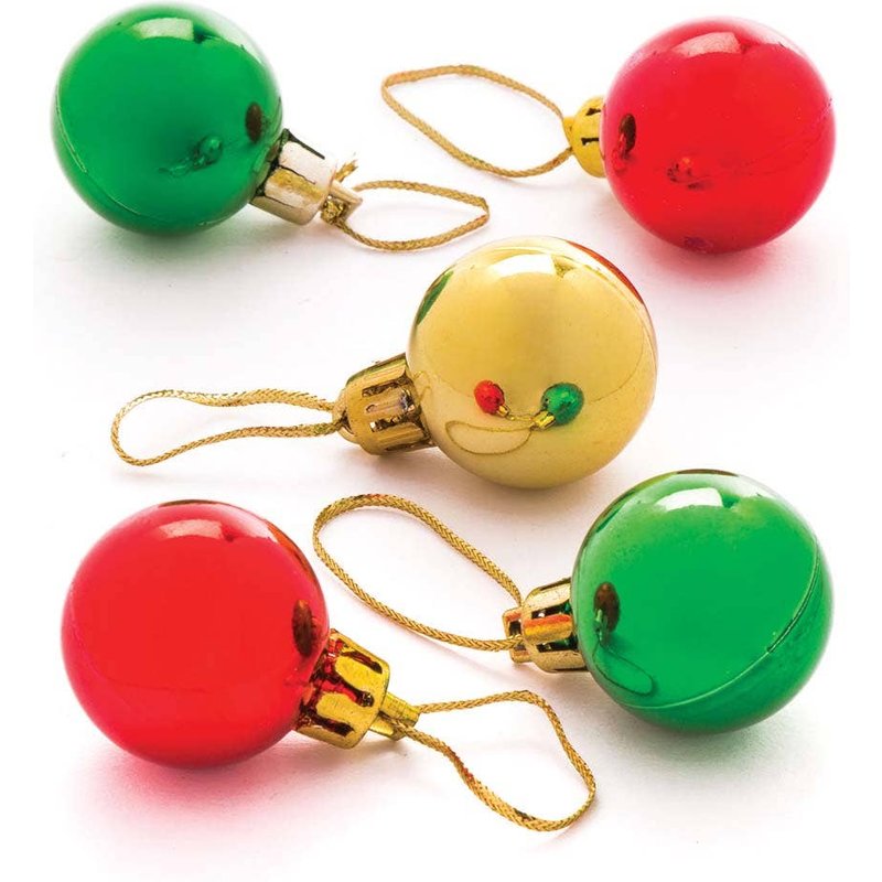Mini Christmas Baubles (Pack of 12) Christmas Crafts Assorted colours.
