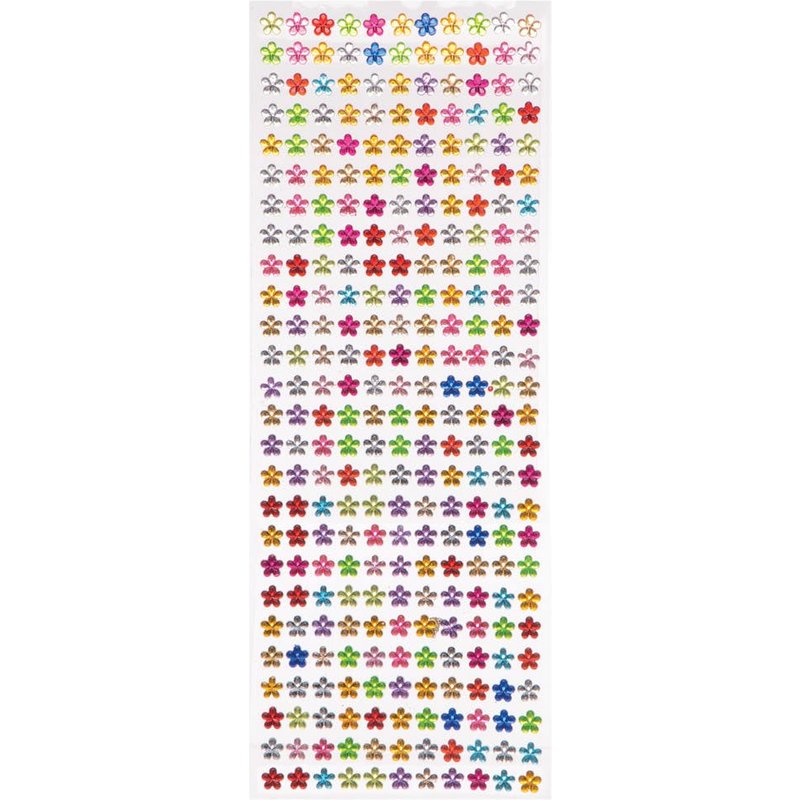 Mini Flower Self-Adhesive Gems (Pack of 308) Craft Embellishments Assorted colours