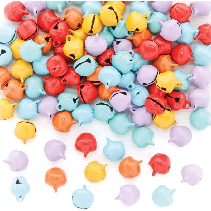 Mini Rainbow Colours Bells (Pack of 120) Craft Embellishments 6 assorted colours - Red, Orange, Yellow, Green, Blue & Violet