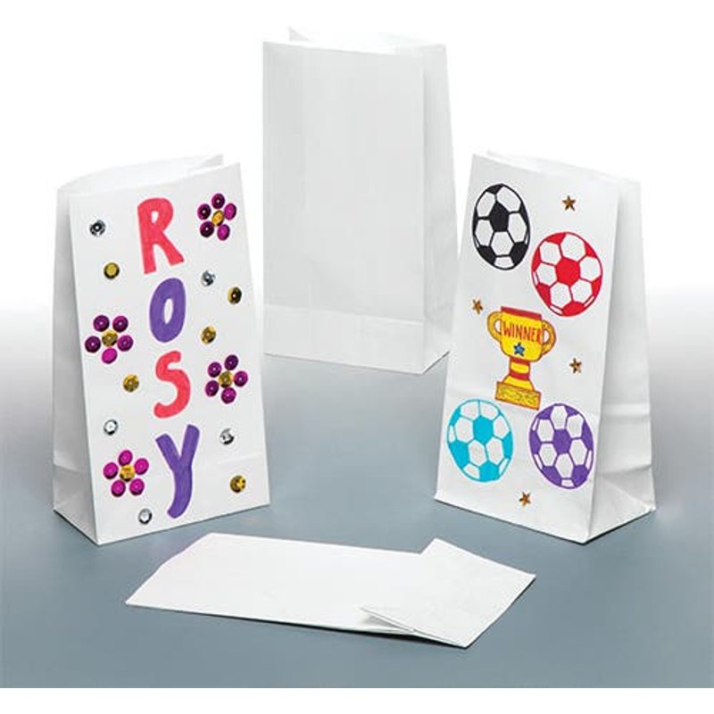 White Paper Party Bags (Pack of 10) Size 22.5cm x 12cm, Party Supplies, Decorate & Personalise