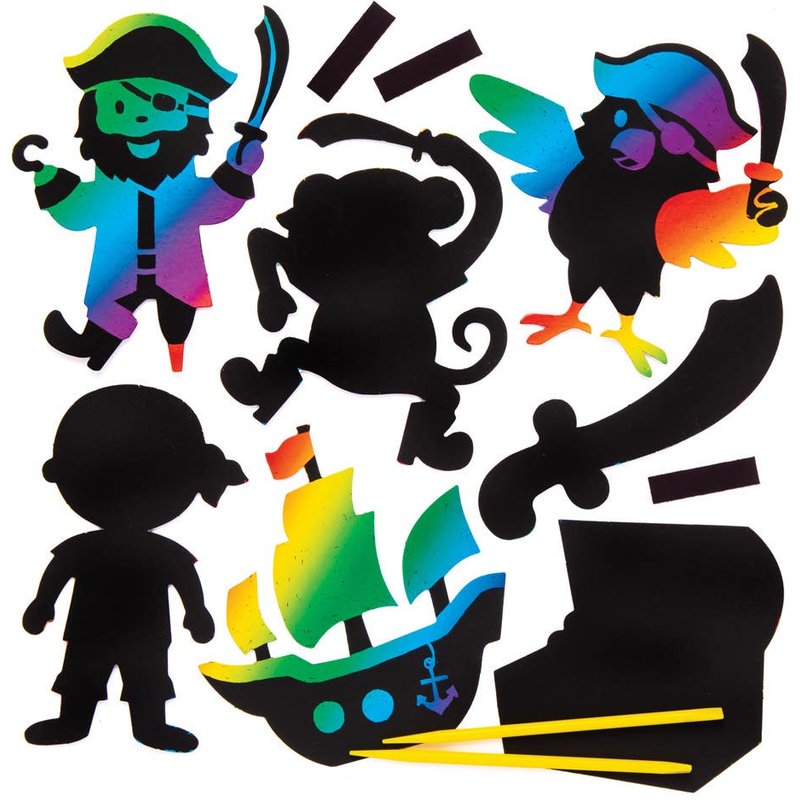 Pirate Scratch Art Magnets (Pack of 10) Art Craft Kits