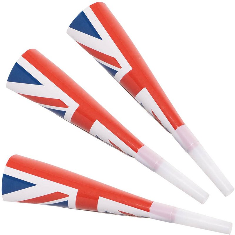 Union Jack Party Horns (Pack of 16) Party Decorations