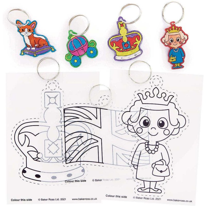 Royal Shrink Art Keyrings (Pack of 10) Shrink In Oven, Shrink 7x Smaller, 10 Assorted Designs