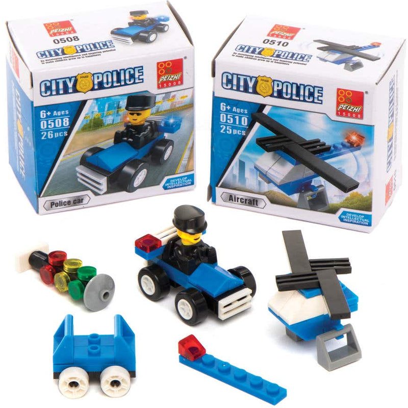 Police Vehicles Building Brick Kits (Pack of 4) Creative Play Toys