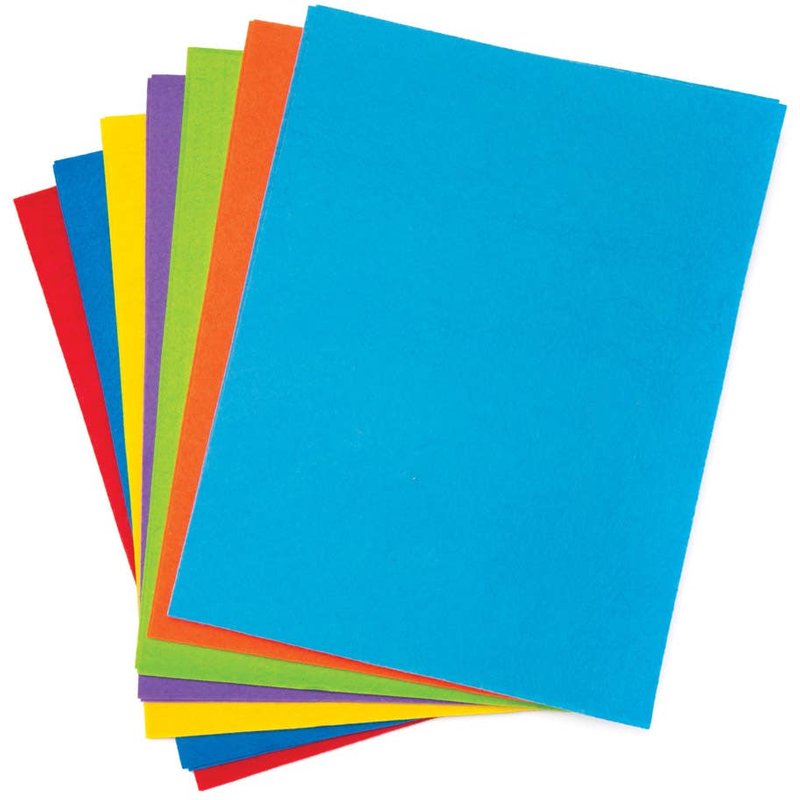 Rainbow Colours Felt Sheets Value Pack (Pack of 15) Craft Supplies 7 assorted colours - Dark Blue, Light Blue, Green, Yellow, Orange, Red & Purple