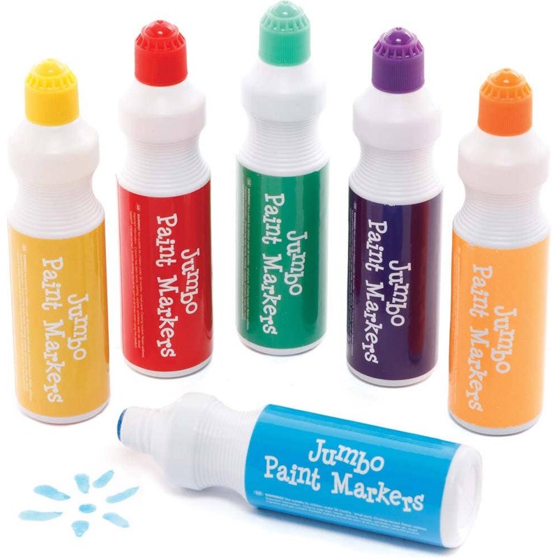 Rainbow Colours Jumbo Paint Markers (Pack of 6) Art Supplies, Art Materials 6 assorted colours - Purple, Blue, Yellow, Red, Green & Orange