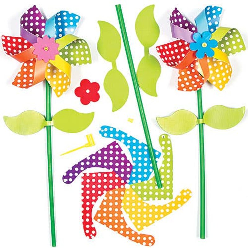 Rainbow Flower Windmill Kits (Pack of 6) Nature Craft Kits