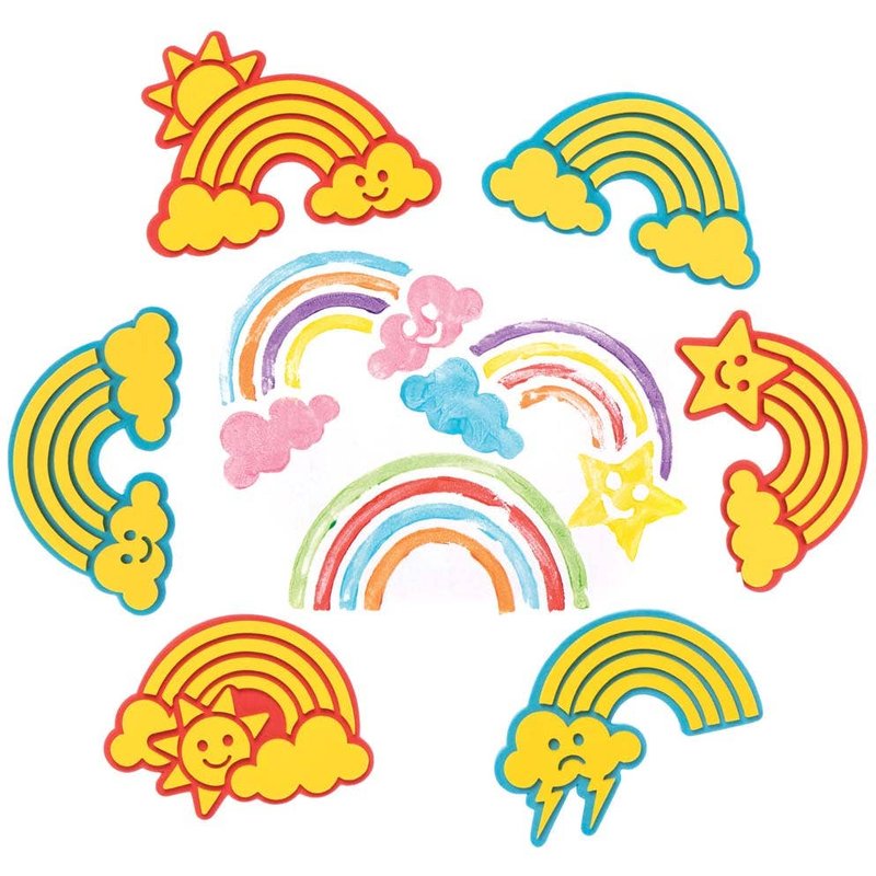 Rainbow Foam Stampers (Pack of 10) Art Supplies, Art Materials 3 foam colours - Red, Yellow & Blue