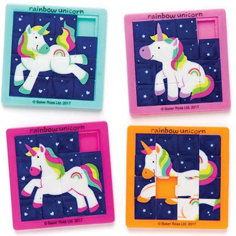 Rainbow Unicorn Sliding Puzzles (Pack of 8) Creative Play Toys
