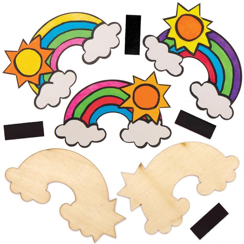 Rainbow Wooden Magnets (Pack of 10) Art Craft Kits