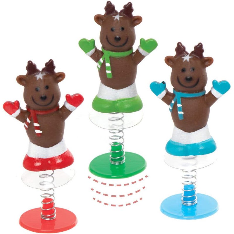 Reindeer Jump-ups (Pack of 6) Fun Festive Toys, 3 Colours, Christmas Toys