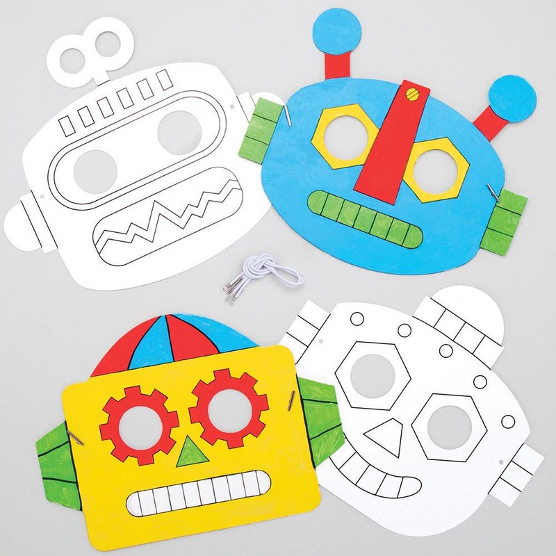 Robot Colour-in Masks (Pack of 8) Decoration Craft Kits
