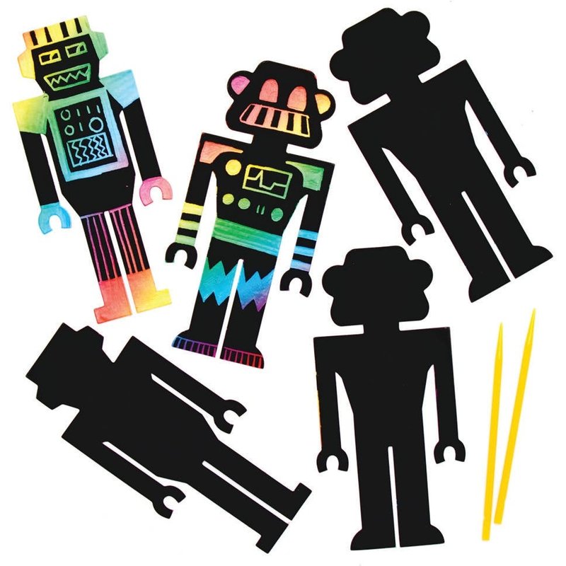 Robot Scratch Art Bookmarks (Pack of 10) Decoration Craft Kits