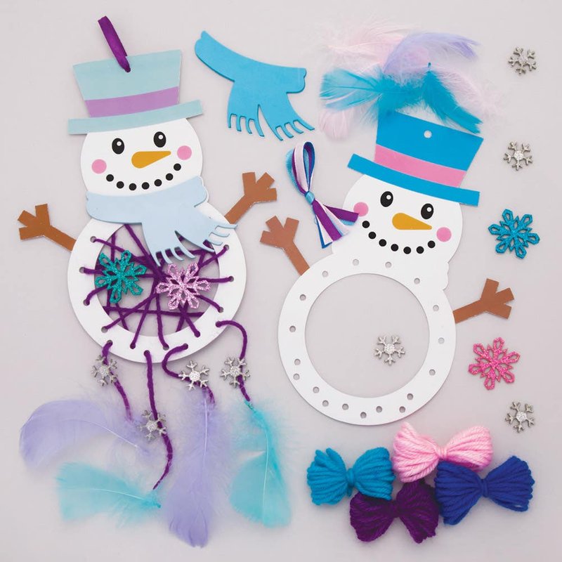 Snowman Dreamcatcher Decoration Kits (Pack of 4) Christmas Crafts