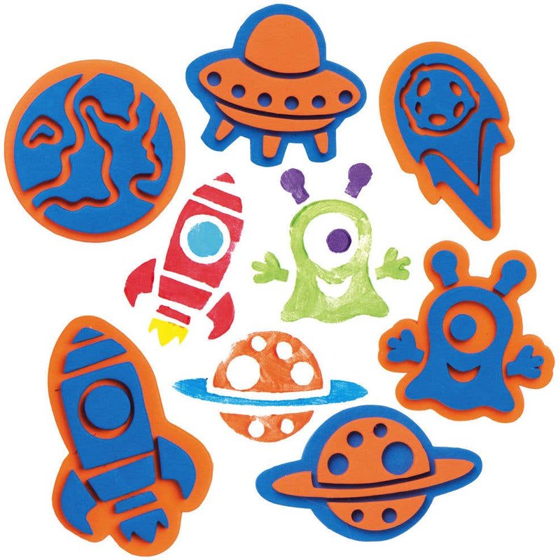 Solar System Foam Stampers (Pack of 10) Art Supplies, Art Materials 2 foam colours - Blue & Orange