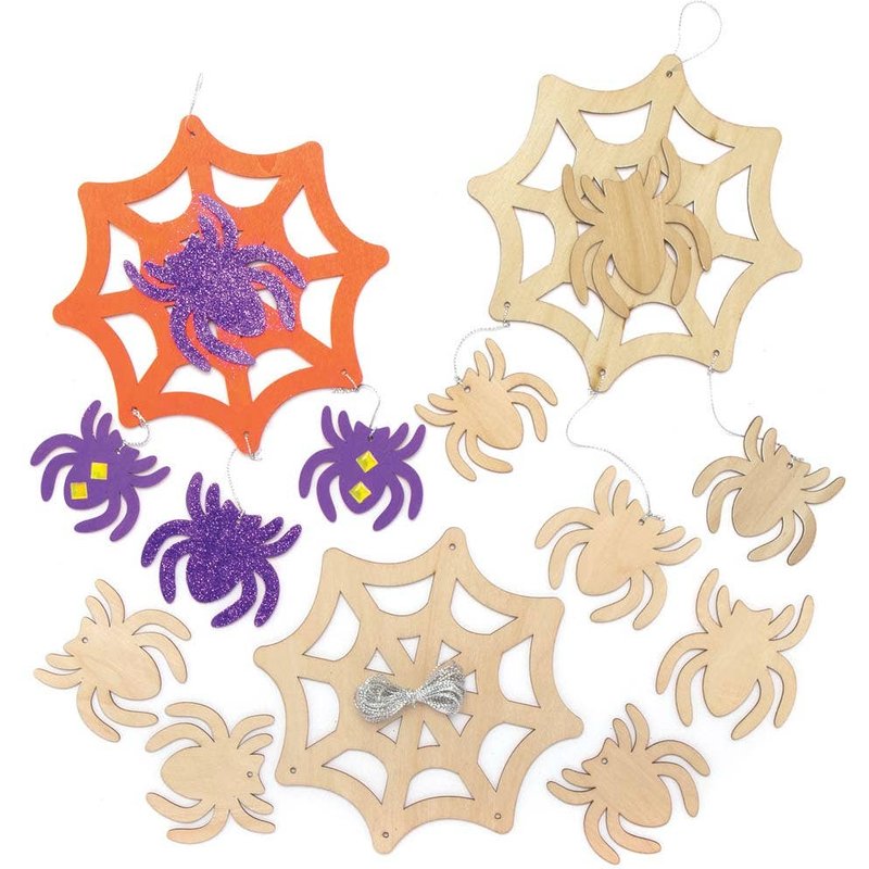 Spider Web Wooden Decoration Kits (Pack of 3) Halloween Crafts