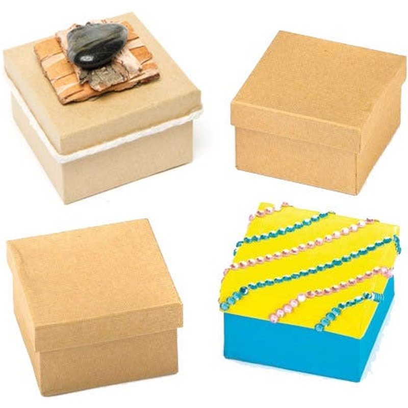 Square Craft Boxes (Pack of 6) Craft Storage, Decorate Your Own, Box Size 75mm x 75mm