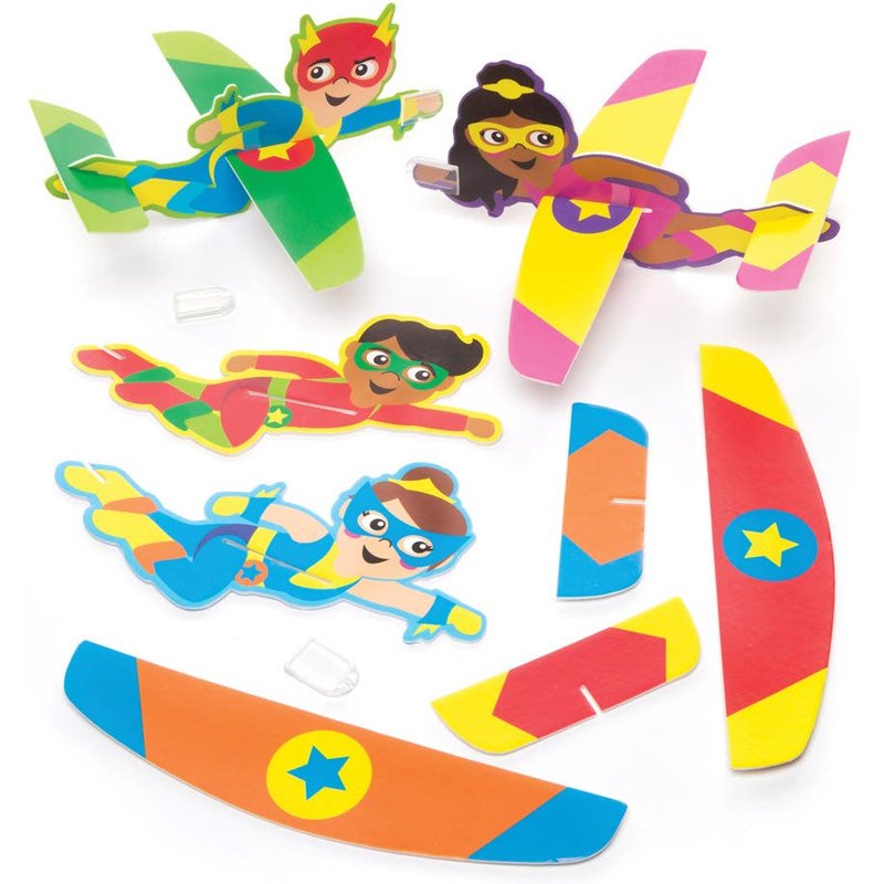 Star Hero Gliders (Pack of 8) Quick To Assemble, 4 Assorted Designs