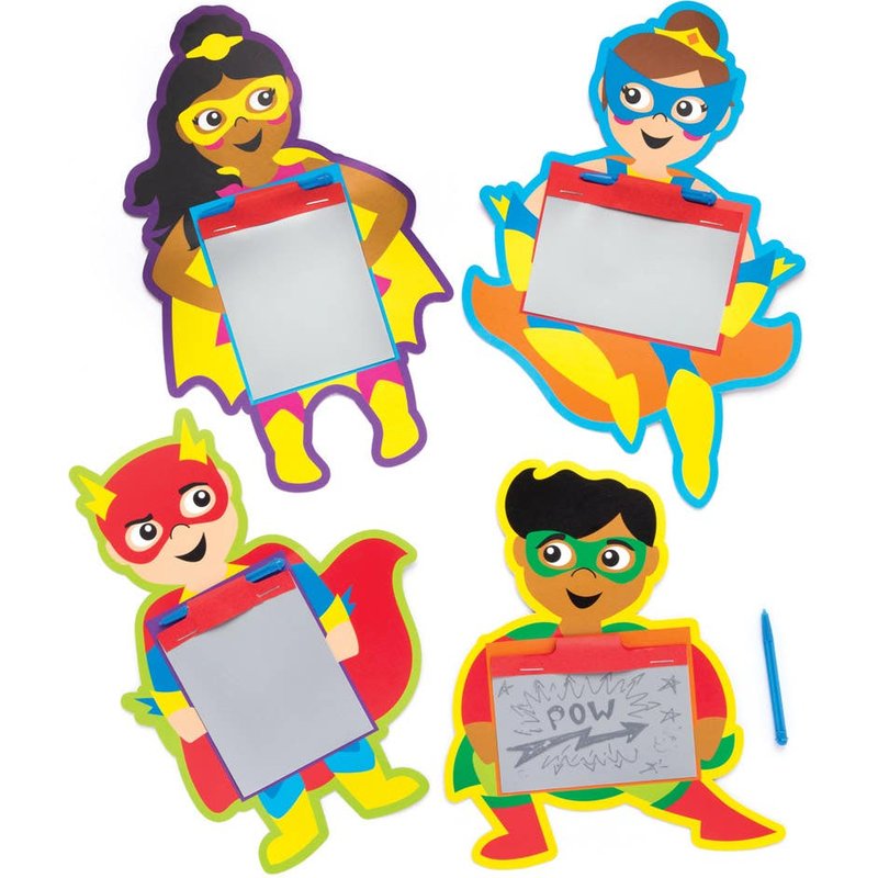 Star Superhero Magic Slates (Pack of 8) Creative Play Toys 4 assorted colours - Green, Purple, Blue & Yellow