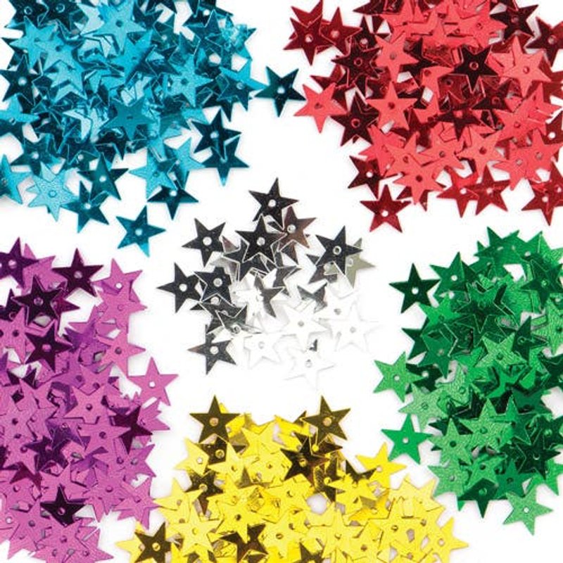 Star Sequins (Per Jar) Craft Embellishments 6 colours - Red, Silver, Gold, Blue, Purple, Green