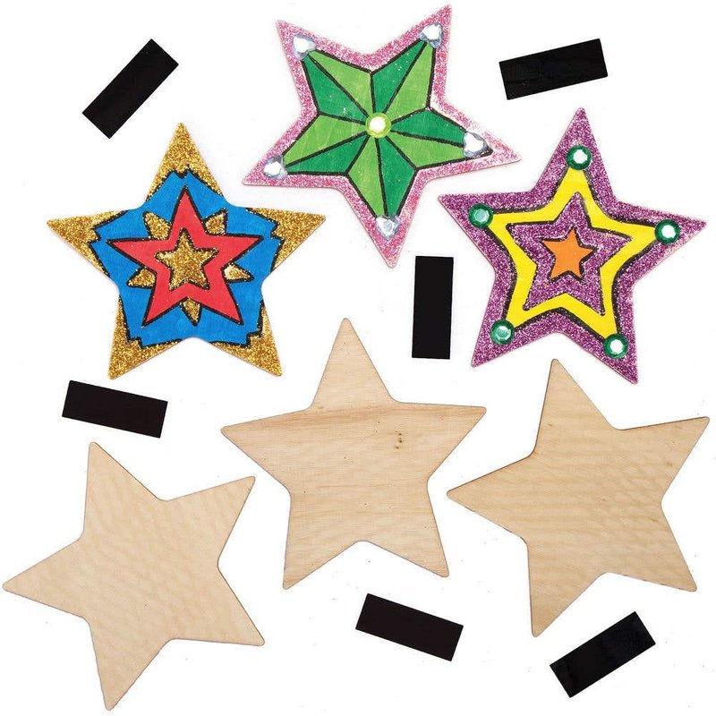 Star Wooden Magnets (Pack of 12) Craft Supplies