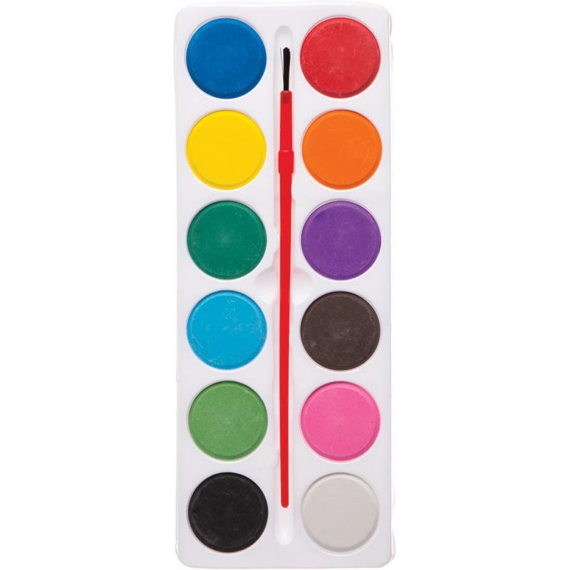 Super Value Paint Sets (Pack of 5) Each Set Includes 12 Colours & Paint Brush, Size 7.5cm x 20cm