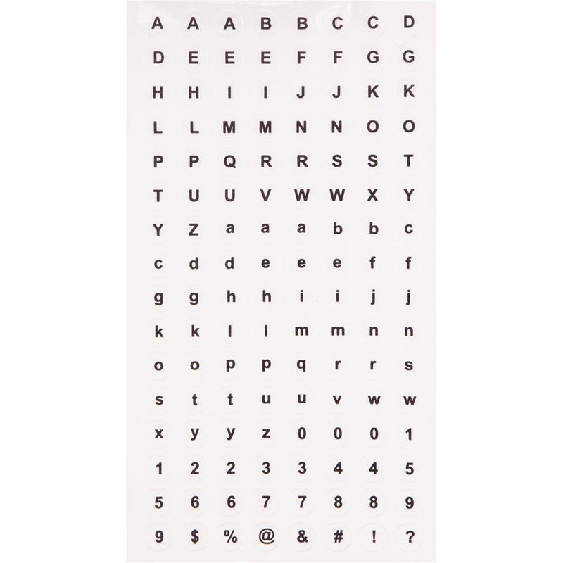 Transparent Letter & Number Stickers (Pack of 1000) Sticker Size 9mm