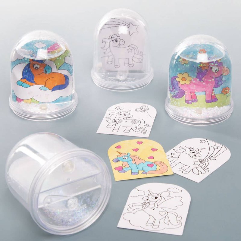Unicorn Colour-in Snow Globe Kits (Box of 4) Decoration Craft Kits