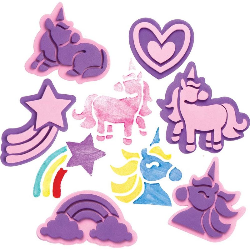 Unicorn Foam Stampers (Pack of 10) Art Supplies, Art Materials 2 foam colours - Pink & Purple