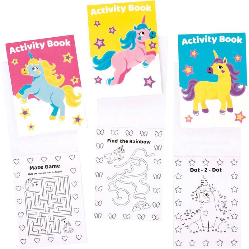 Unicorn Mini Activity Books (Pack of 12) Creative Play Toys
