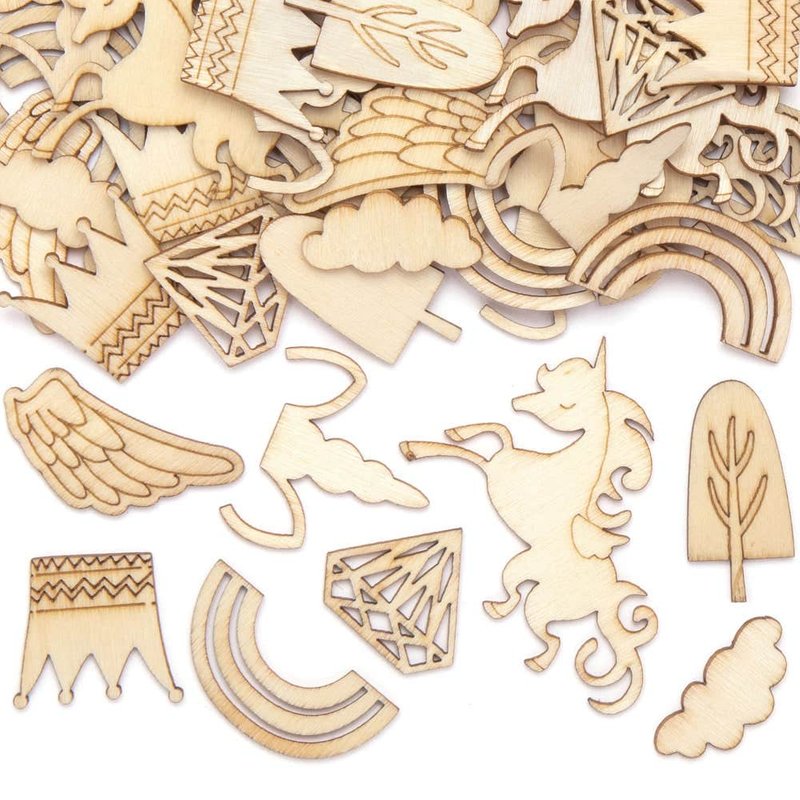 Unicorn Mini Wooden Shapes (Pack of 40) Craft Blanks & Bases