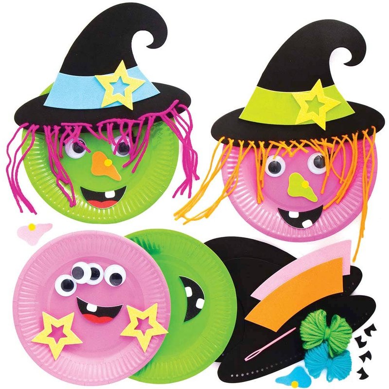 Wicked Witch Plate Decoration Kits (Pack of 4) Halloween Crafts, Card Plates & Foam