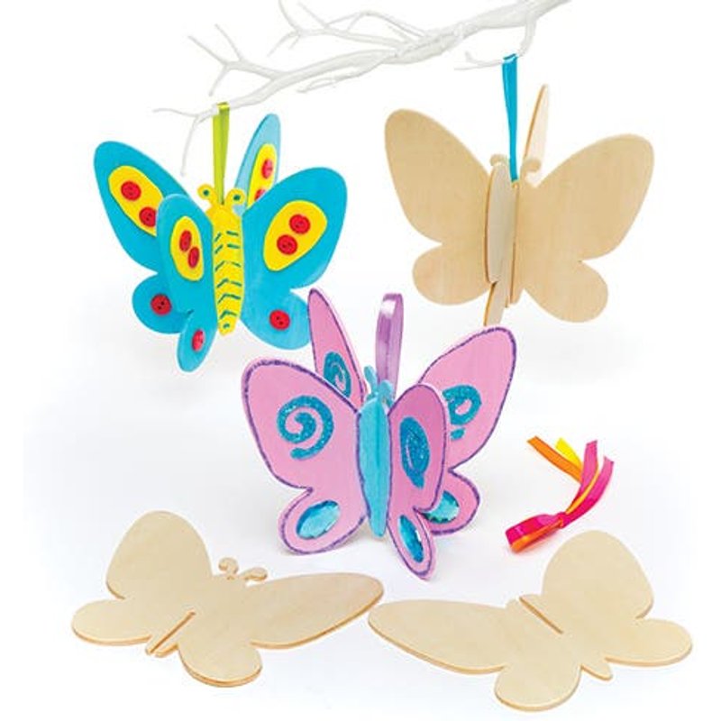Wooden 3D Butterflies (Pack of 6) Art Craft Kits