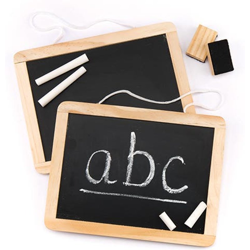Wooden Chalk Board Sets (Pack of 2) 3 White Chalks & Eraser Also Included, Double Sided, Size 21cm x 16cm