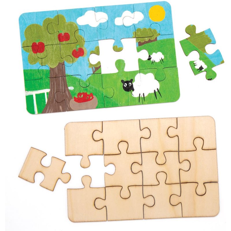 Wooden Jigsaw Puzzles (Pack of 8) Create Your Own Puzzle, 18cm x 12cm, Creative Play Toys