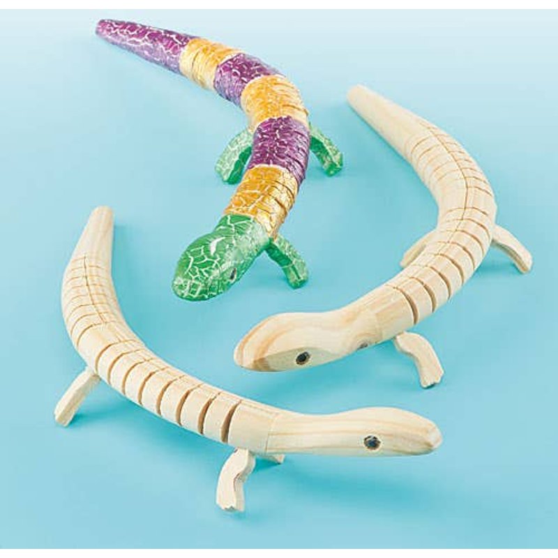 Wooden Lizards (Pack of 3) Decorate Your Own, Length 22cm, Art Craft Kits