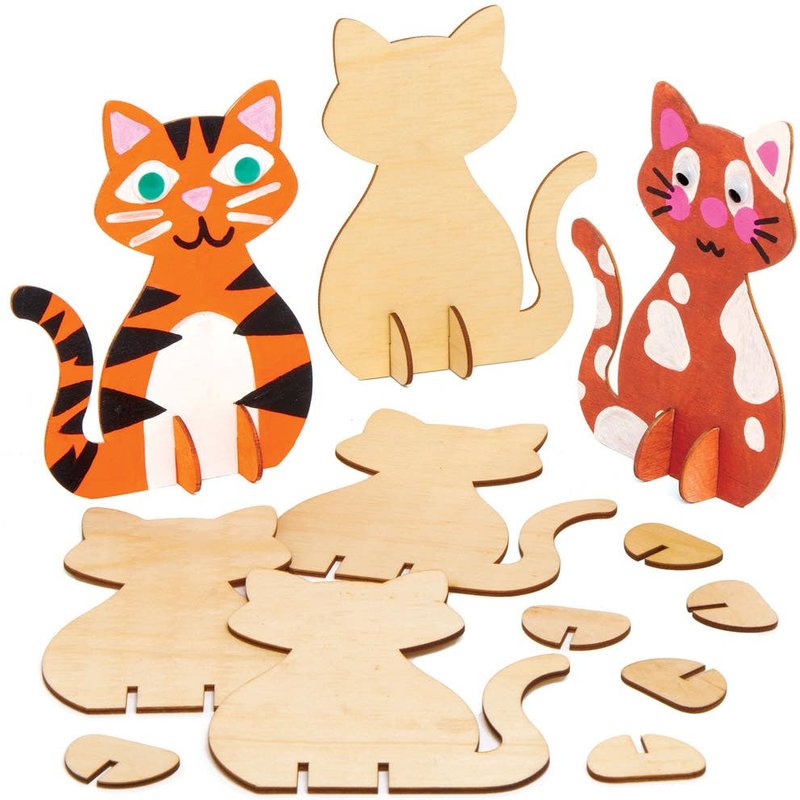 Wooden Stand-up Cats (Pack of 6) Decoration Craft Kits