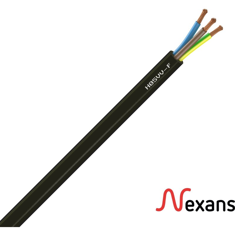 H05vv-f 3g1.5mm rolo de cabo nexans preto 100m