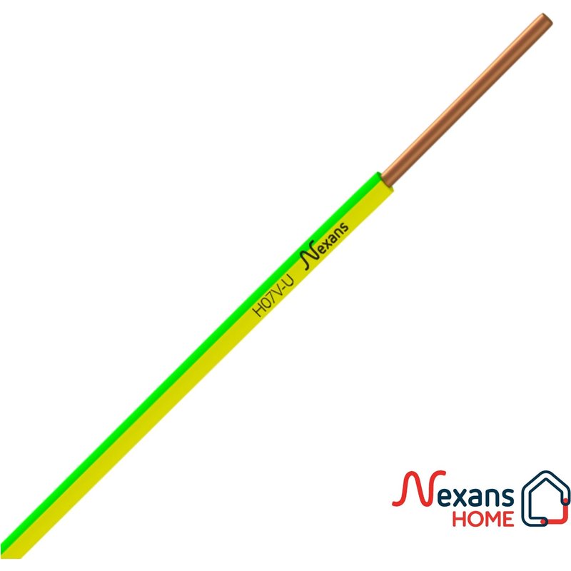 H07v-u 1x2,5mm rolo de cabo nexans amarelo-verde 25m