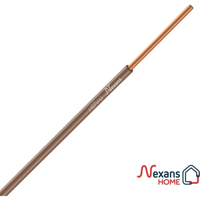 H07v-u rolo de cabo nexans castanho 1x2.5mm 10m