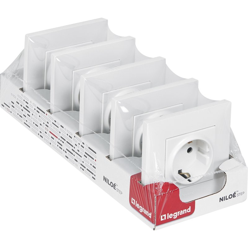 Pack 5 tomadas monobloco branco legrand niloe step