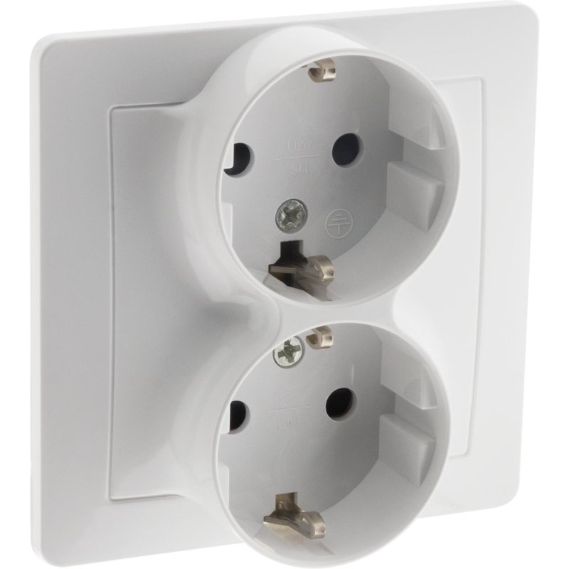 Tomada schuko duplo branco